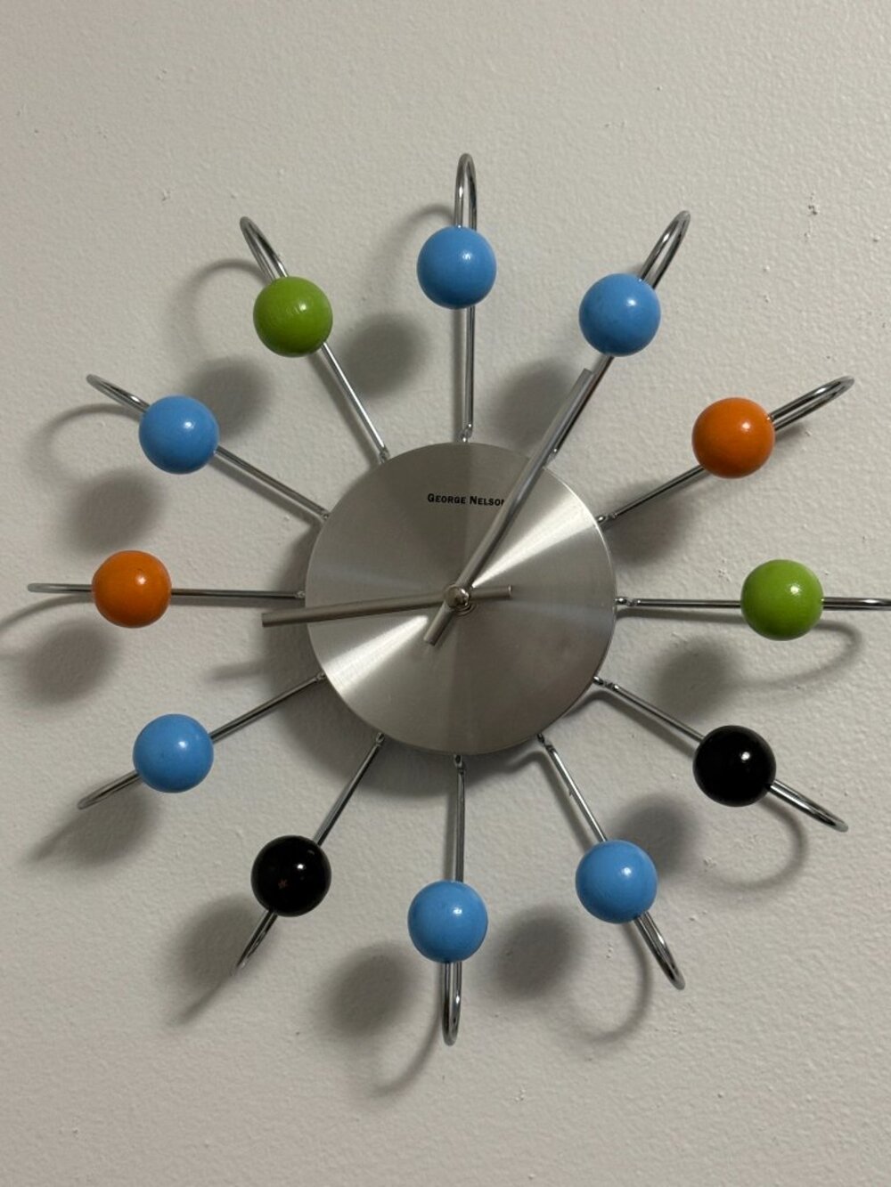 Vintage MCM Atomic Ball Wall Clock Multicolor George Nelson Style Retro